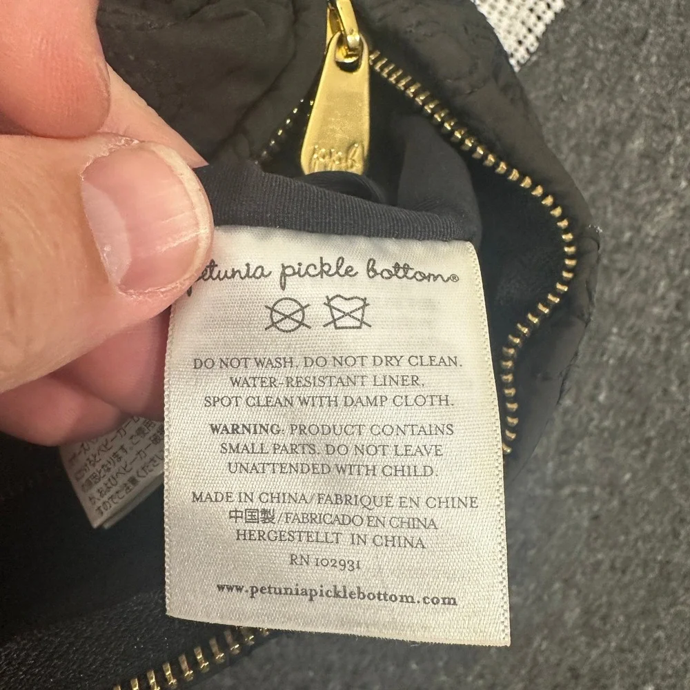Petunia Pickle Bottom Boxy Bottom Backpack diaper bag black Gold OS Velvety